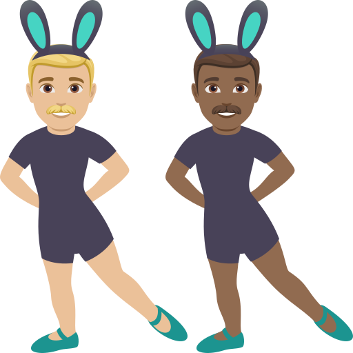Men with Bunny Ears: Medium-Light Skin Tone, Medium-Dark Skin Tone, the design in this release