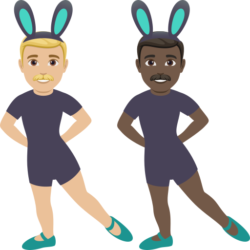 Men with Bunny Ears: Medium-Light Skin Tone, Dark Skin Tone, the design in this release