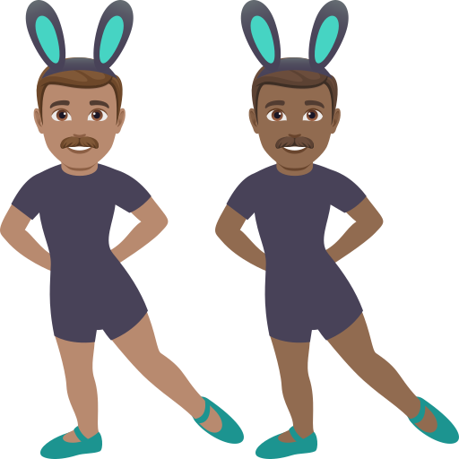Men with Bunny Ears: Medium Skin Tone, Medium-Dark Skin Tone, the design in this release