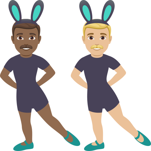 Men with Bunny Ears: Medium-Dark Skin Tone, Medium-Light Skin Tone, the design in this release