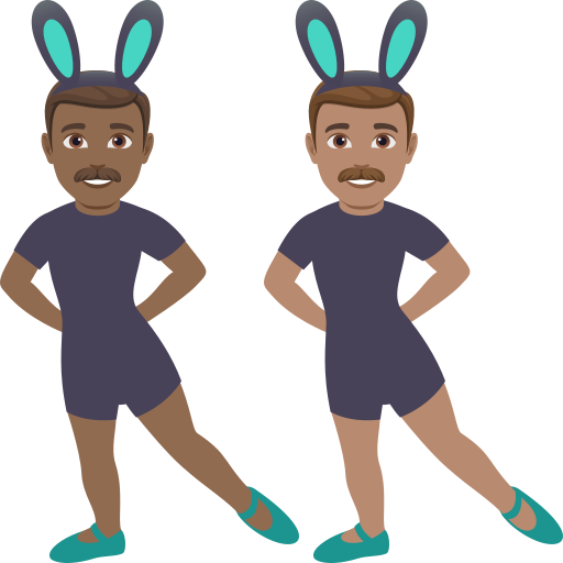 Men with Bunny Ears: Medium-Dark Skin Tone, Medium Skin Tone, the design in this release