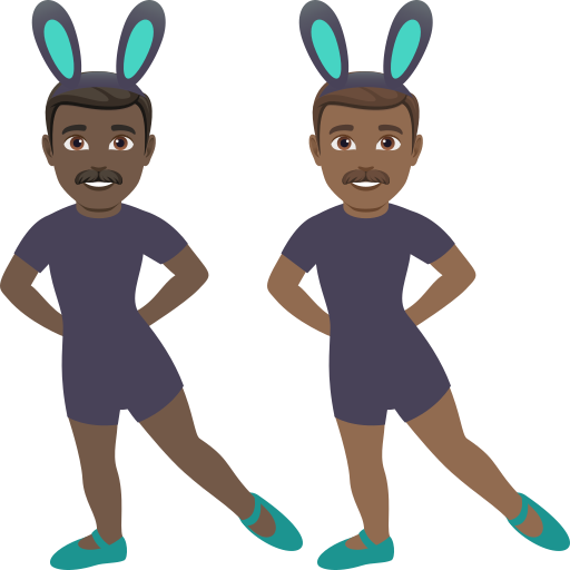 Men with Bunny Ears: Dark Skin Tone, Medium-Dark Skin Tone, the design in this release
