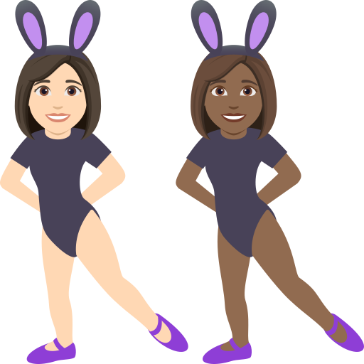 Women with Bunny Ears: Light Skin Tone, Medium-Dark Skin Tone, the design in this release