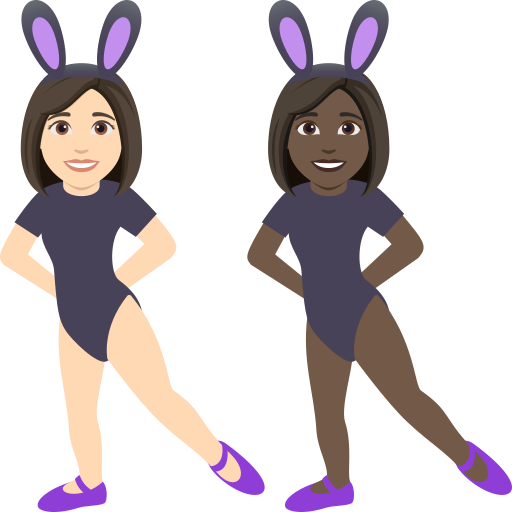 Women with Bunny Ears: Light Skin Tone, Dark Skin Tone, the design in this release