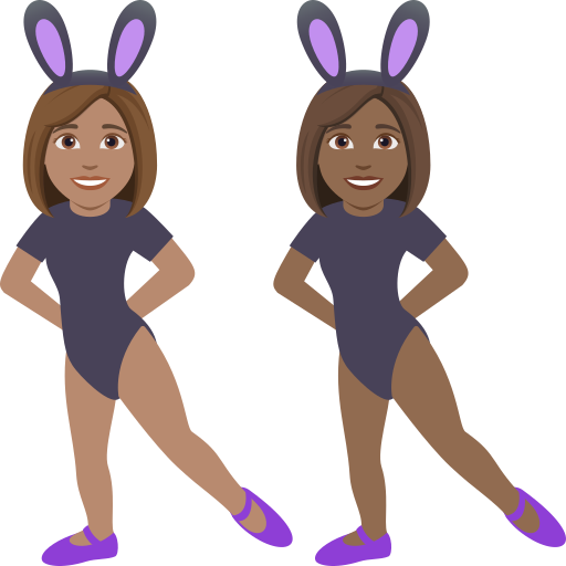 Women with Bunny Ears: Medium Skin Tone, Medium-Dark Skin Tone, the design in this release