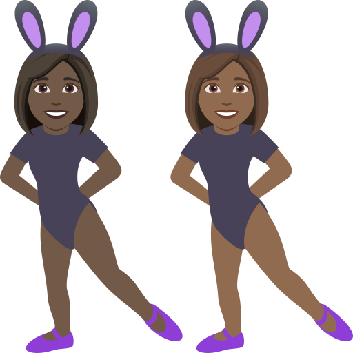 Women with Bunny Ears: Dark Skin Tone, Medium-Dark Skin Tone, the design in this release