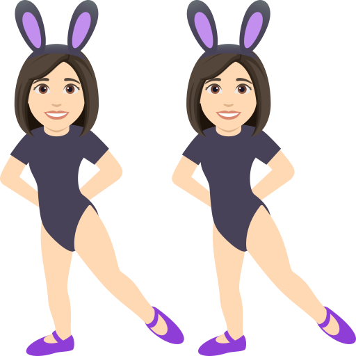 women with bunny ears: light skin tone as rendered by JoyPixels