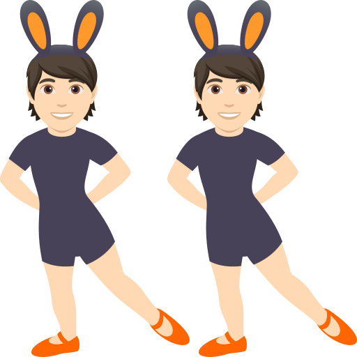 people with bunny ears: light skin tone as rendered by JoyPixels