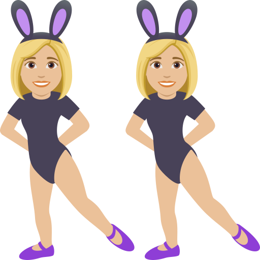 women with bunny ears: medium-light skin tone as rendered by JoyPixels