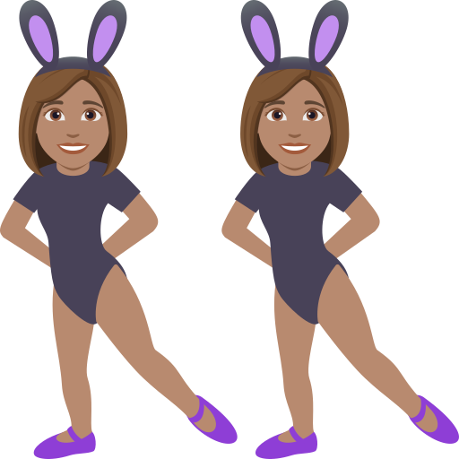women with bunny ears: medium skin tone as rendered by JoyPixels