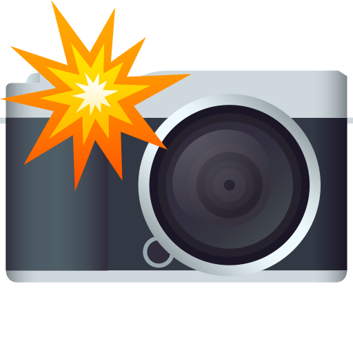 Camera with Flash as drawn by JoyPixels in 11.0