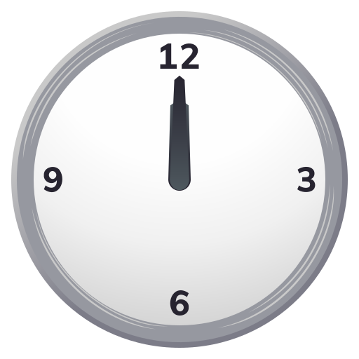 twelve o’clock as rendered by JoyPixels