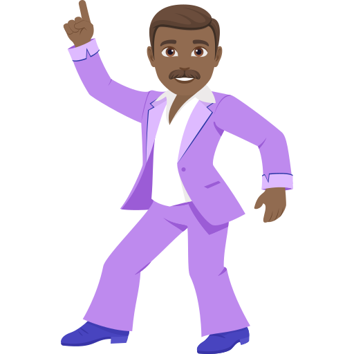 man dancing: medium-dark skin tone as rendered by JoyPixels