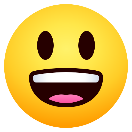 Grinning Face with Big Eyes as drawn by JoyPixels in 11.0