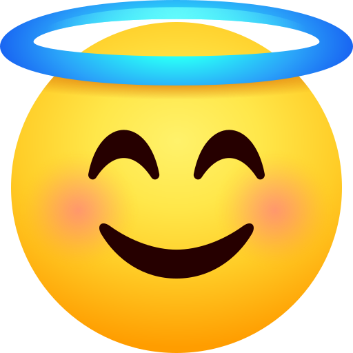 Smiling Face with Halo as drawn by JoyPixels in 11.0