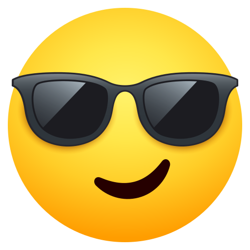 Smiling Face with Sunglasses as drawn by JoyPixels in 11.0