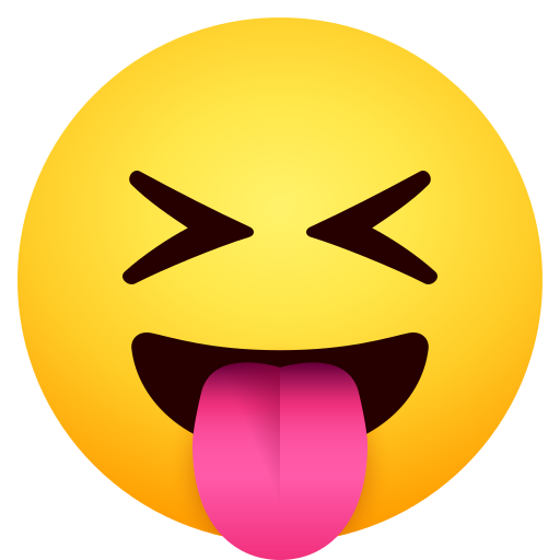Squinting Face with Tongue as drawn by JoyPixels in 11.0