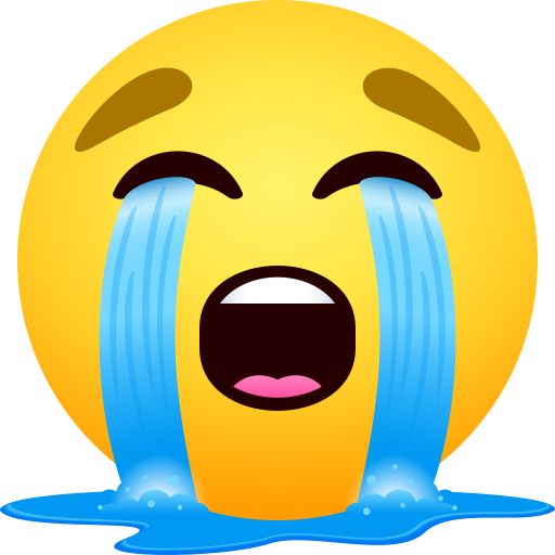 Loudly Crying Face as drawn by JoyPixels in 11.0