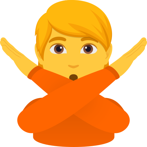 person gesturing NO as rendered by JoyPixels