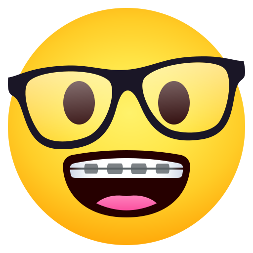 Nerd Face as drawn by JoyPixels in 11.0
