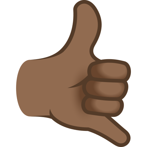 call me hand: medium-dark skin tone as rendered by JoyPixels