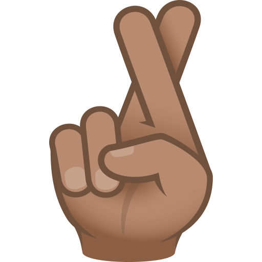 crossed fingers: medium skin tone as rendered by JoyPixels