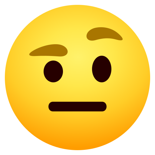 Face with Raised Eyebrow as drawn by JoyPixels in 11.0