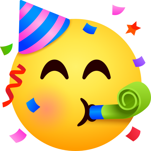 Partygesicht as rendered by JoyPixels
