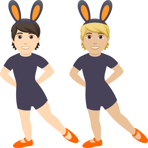 People with Bunny Ears: Light Skin Tone, Medium-Light Skin Tone, the design in this release