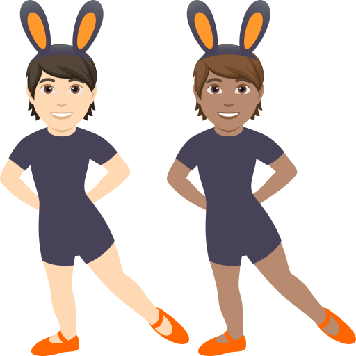 People with Bunny Ears: Light Skin Tone, Medium Skin Tone, the design in this release
