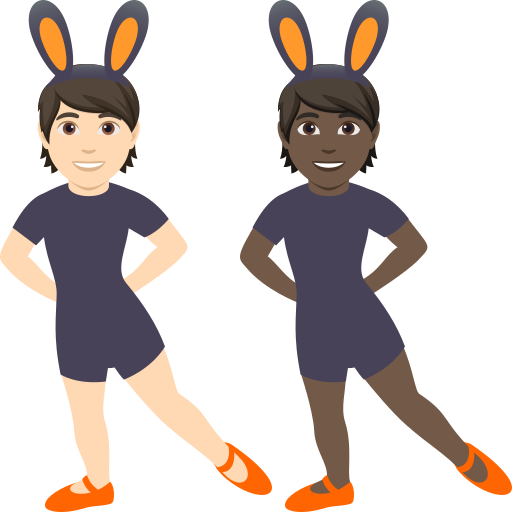 People with Bunny Ears: Light Skin Tone, Dark Skin Tone, the design in this release