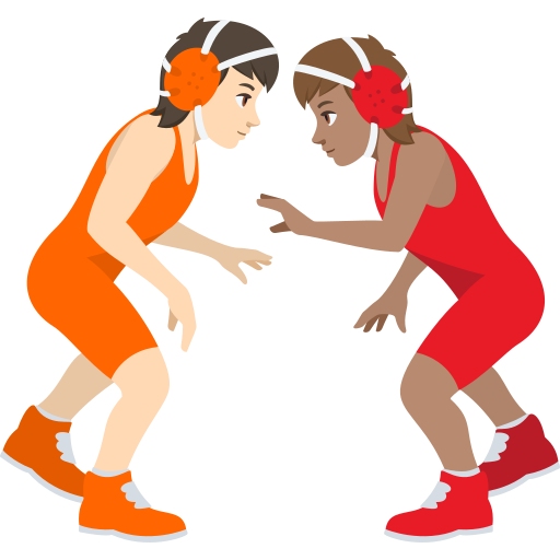 People Wrestling: Light Skin Tone, Medium Skin Tone, the design in this release