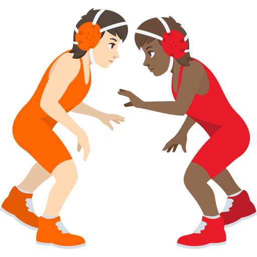 People Wrestling: Light Skin Tone, Medium-Dark Skin Tone, the design in this release
