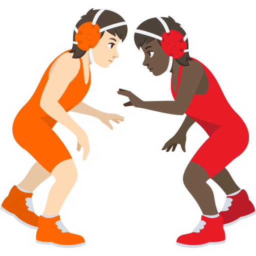 People Wrestling: Light Skin Tone, Dark Skin Tone, the design in this release