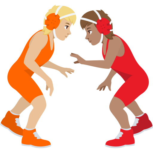 People Wrestling: Medium-Light Skin Tone, Medium Skin Tone, the design in this release