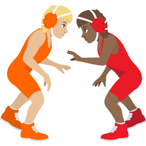 People Wrestling: Medium-Light Skin Tone, Medium-Dark Skin Tone, the design in this release
