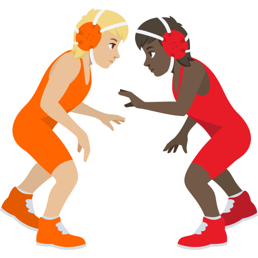 People Wrestling: Medium-Light Skin Tone, Dark Skin Tone, the design in this release