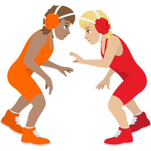 People Wrestling: Medium Skin Tone, Medium-Light Skin Tone, the design in this release
