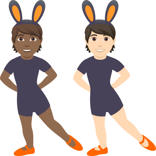 People with Bunny Ears: Medium-Dark Skin Tone, Light Skin Tone, the design in this release