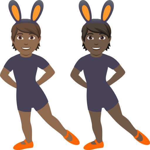 People with Bunny Ears: Medium-Dark Skin Tone, Dark Skin Tone, the design in this release