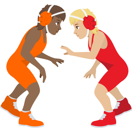 People Wrestling: Medium-Dark Skin Tone, Medium-Light Skin Tone, the design in this release