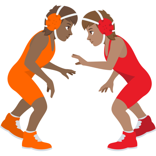 People Wrestling: Medium-Dark Skin Tone, Medium Skin Tone, the design in this release