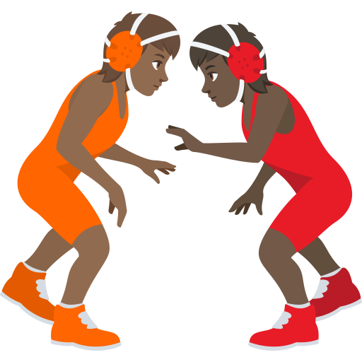 People Wrestling: Medium-Dark Skin Tone, Dark Skin Tone, the design in this release