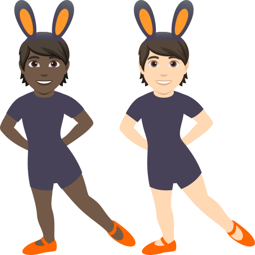 People with Bunny Ears: Dark Skin Tone, Light Skin Tone, the design in this release