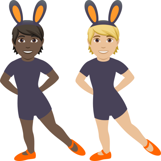 People with Bunny Ears: Dark Skin Tone, Medium-Light Skin Tone, the design in this release