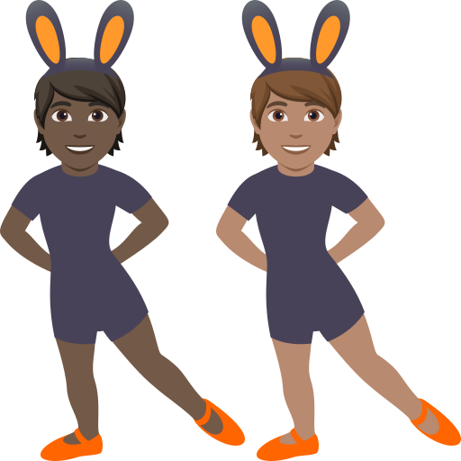 People with Bunny Ears: Dark Skin Tone, Medium Skin Tone, the design in this release