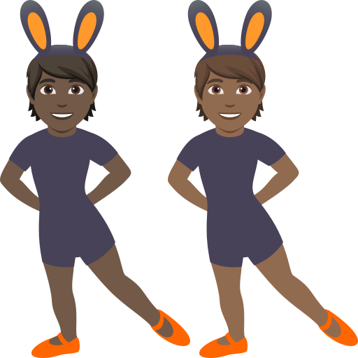 People with Bunny Ears: Dark Skin Tone, Medium-Dark Skin Tone, the design in this release