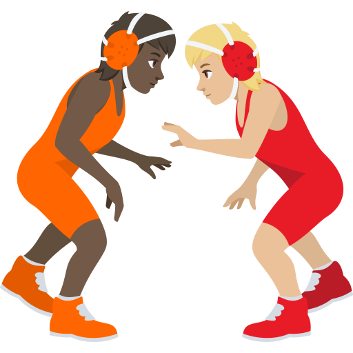 People Wrestling: Dark Skin Tone, Medium-Light Skin Tone, the design in this release