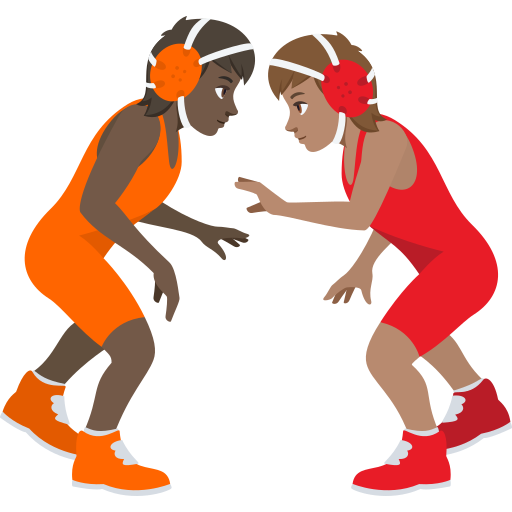 People Wrestling: Dark Skin Tone, Medium Skin Tone, the design in this release