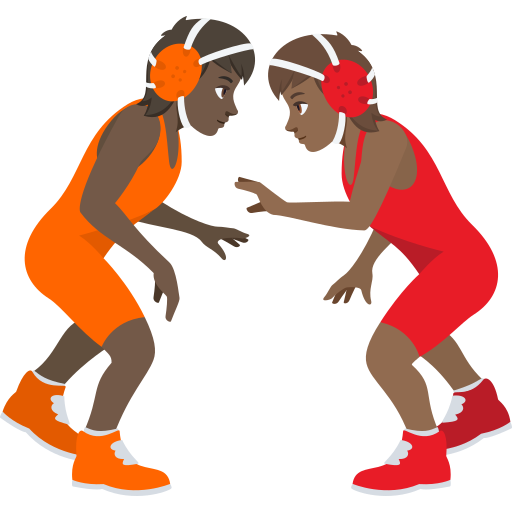 People Wrestling: Dark Skin Tone, Medium-Dark Skin Tone, the design in this release